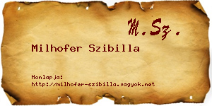 Milhofer Szibilla névjegykártya
